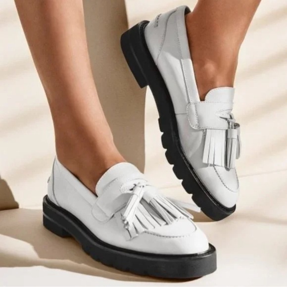 NEW Stuart Weitzman | Adrina White Patent Loafers - Picture 2 of 7